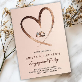 Engagement party invitation with a gold heart kaart