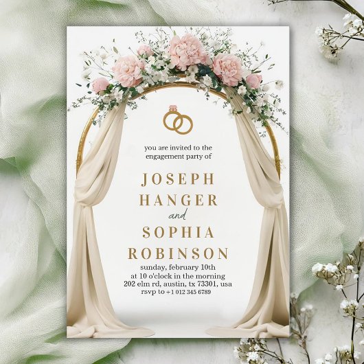 Engagement party invitation with floral arch kaart