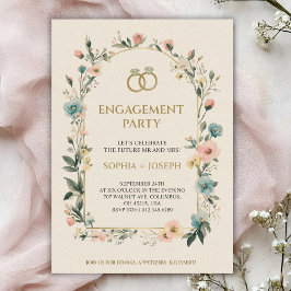 Engagement party Invitation with floral border Kaart