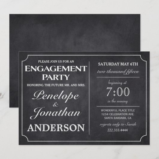  Engagement Party Invitations Chalkboard Kaart (Voorkant / Achterkant)