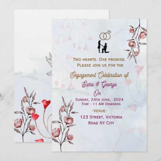 Engagement Party Invitations  Kaart (Voorkant / Achterkant)