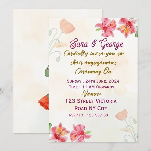 Engagement  Party Invitations  Kaart (Voorkant / Achterkant)