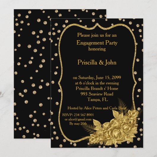 Engagement Party, koud roos & goudfolie confetti Kaart (Voorkant / Achterkant)