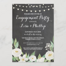 Engagement Party Krijt Witte Bloemen Douche Uitnod