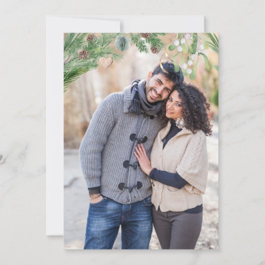 Engagement Party Margaritas and Mistletoe Photo Kaart (Achterkant)