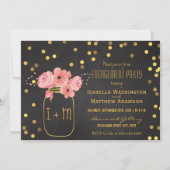 Engagement Party Mason Jar Confetti Chalkboard Kaart (Voorkant)