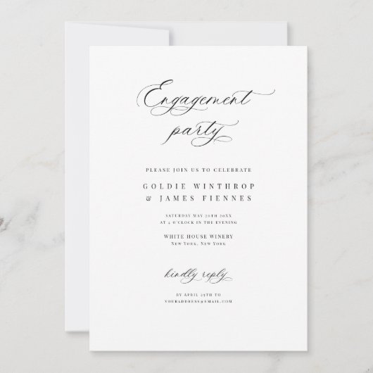 Engagement Party Minimal Wedding Invitation Kaart (Voorkant)