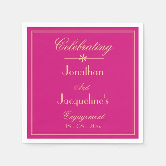 Engagement Party Modern Magenta & Goud Chic Papier Servet (Voorkant)