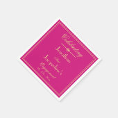 Engagement Party Modern Magenta & Goud Chic Papier Servet (Hoek)