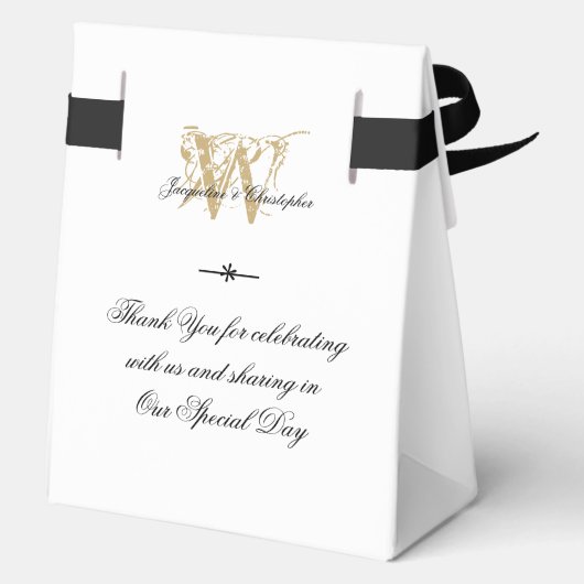 Engagement Party Monogram Wit & Goud Chic Bedankdoosjes (Achterkant)