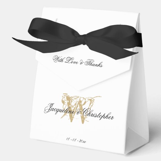 Engagement Party Monogram Wit & Goud Chic Bedankdoosjes (Voorkant)