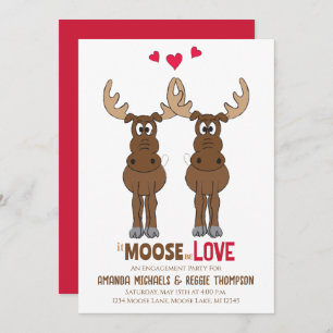 Engagement Party Moose Cute QR Code Facebook Kaart