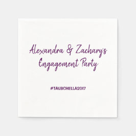 Engagement Party Napkins w Hashtag Deep Paarse Servet