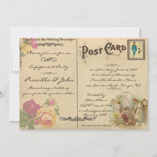 Engagement Party, , oude briefkaart stijl (Voorkant)
