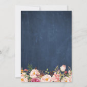 Engagement Party Pink Floral Blue Chalkboard Kaart (Achterkant)