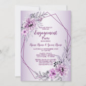 Engagement Party Pink Floral Paars Violet Modern Kaart (Voorkant)