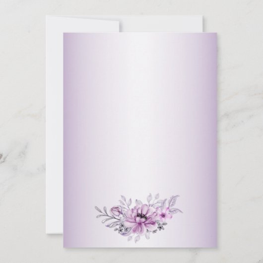 Engagement Party Pink Floral Paars Violet Modern Kaart (Achterkant)