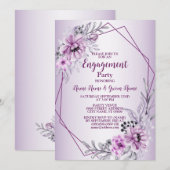 Engagement Party Pink Floral Paars Violet Modern Kaart (Voorkant / Achterkant)