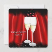 Engagement Party Red Black Champagne Ring Heart Kaart (Achterkant)