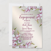 Engagement Party roze White Floral Golden Rustic Kaart (Voorkant)