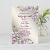 Engagement Party roze White Floral Golden Rustic Kaart (Staand voorkant)
