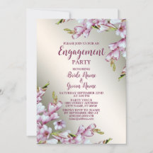 Engagement Party roze White Floral Golden Rustic