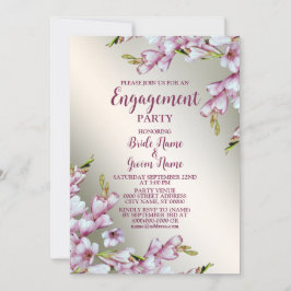 Engagement Party roze White Floral Golden Rustic Kaart