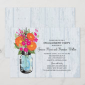 Engagement Party Rustic Mason Jar Gerber Daisies Kaart (Voorkant / Achterkant)