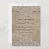 Engagement Party Rustic Wood Elegant  Lace Kaart (Voorkant)