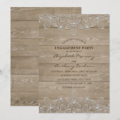 Engagement Party Rustic Wood Elegant  Lace Kaart (Voorkant / Achterkant)
