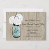 Engagement Party Rustic Wood Mason Jar Hydrangeas Kaart (Voorkant)