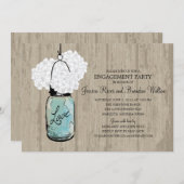 Engagement Party Rustic Wood Mason Jar Hydrangeas Kaart (Voorkant / Achterkant)