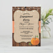 Engagement Party Rustic Wood Pumpkin Burlap Herfst Kaart (Staand voorkant)
