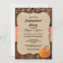 Engagement Party Rustic Wood Pumpkin Burlap Herfst