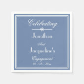 Engagement Party Script Rustiek Stoffig Blauw Papi Servet (Voorkant)