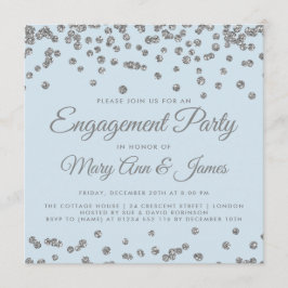 Engagement Party - Silver Glitter Confetti Ice Blu Kaart