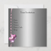 Engagement Party Silver Pink Floral Balloons Kaart (Achterkant)