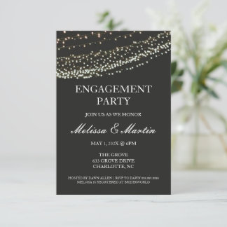 Engagement Party String Lights Night Uitnodiging