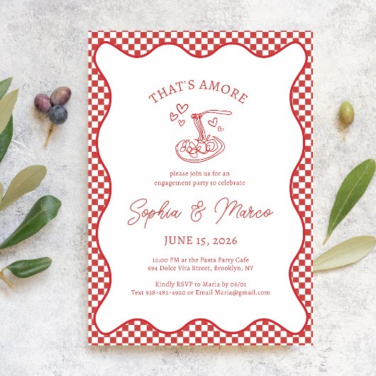 Engagement Party That’s Amore Italian Red Gingham Kaart