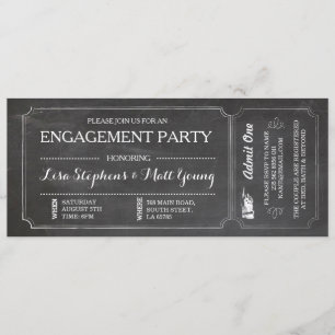 Engagement Party Ticket Krijtbord Rustieke Uitnodi Kaart