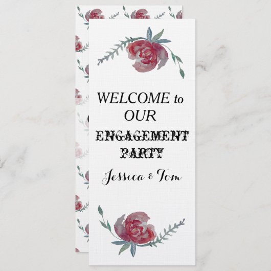 Engagement Party Uitnodiging Kaart Rozen (Voorkant / Achterkant)