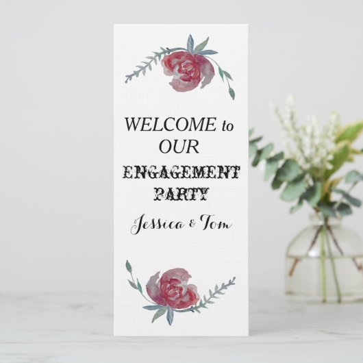 Engagement Party Uitnodiging Kaart Rozen (Staand voorkant)