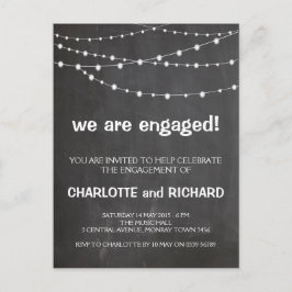 Engagement party uitnodiging krijtbord en lichten briefkaart