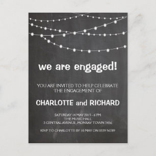 Engagement party uitnodiging krijtbord en lichten briefkaart