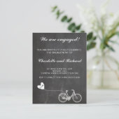 Engagement party uitnodiging romantische fiets (Staand voorkant)