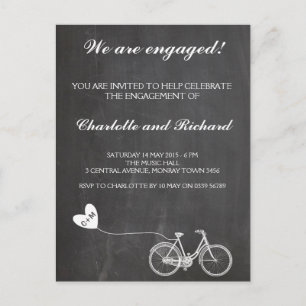 Engagement party uitnodiging romantische fiets briefkaart