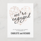 Engagement party uitnodiging roos gouden geometris (Voorkant)