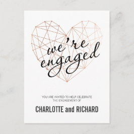 Engagement party uitnodiging roos gouden geometris