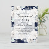 Engagement Party uitnodiging witte bloem sakura (Staand voorkant)