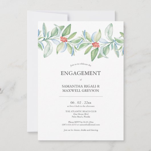 Engagement Party Uitnodigingen Kerstmis groen (Voorkant)